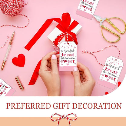 Valentines Day Gift Tags - 50Pcs Happy Valentine's Day Tags with String, A Special Treat for Someone Sweet Tag for Gift Wrapping, Valentine's Day Decoration