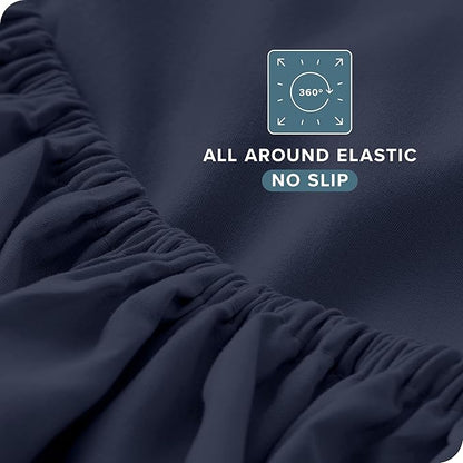 Bare Home King Sheet Set - Luxury 1800 Ultra-Soft Microfiber King Bed Sheets - Double Brushed - Deep Pockets - Easy Fit - 4 Piece Set - Bedding Sheets & Pillowcases (King, Midnight Blue)