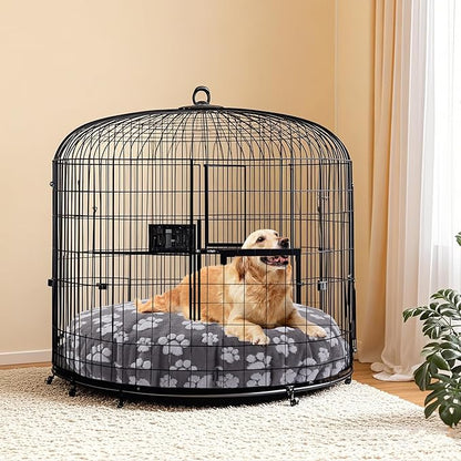 BALAPET Washable Dog Bed Covers Replacement Round Waterproof Bed Cover for Dog Soft Pet Bed Cover with Lovely Dog Paw Print and Double-Sided Usable Design,Cover Only(Dark Gray,30 * 30 * 10in)