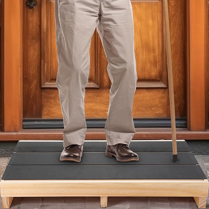 3.5" Wooden Platform Step Stool,24" Platform with Non Slip Rubber Stepping Surface for Adults & Elderly Bed Steps Wooden Mobility Stepping Stools for Bedroom, Bathroom, Kitchen, Garden