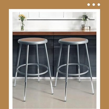 OEF Furnishings (2 Pack Height Adjustable Steel Stools, Grey, 19-27"