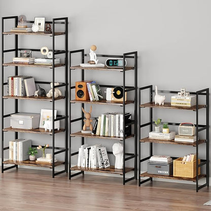 BHG Vintage Multifunctional Folding Bookshelf, No-Assembly Plant Stand Storage Rack Shelves for Home Office (Fire, 4-Tier)