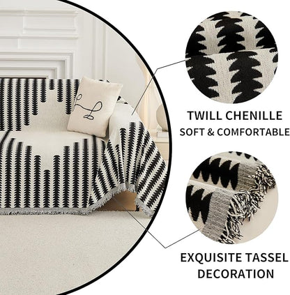 HAOMAIJIA Boho Sofa Covers Couch Covers for 3 Cushion Couch Sofa Pet Friendly Soft Thick Couch Cover for Dogs Washable Sectional Couch Covers L Shape Furniture Protector (Black, 91"x150")