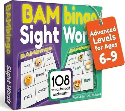 THE BAMBINO TREE Sight Word Bingo Game Level 3 & 4 - Learn to Read Vocabulary for 1st 2nd 3rd Grade Kids - Dolch's Fry's Site Words Reading Game