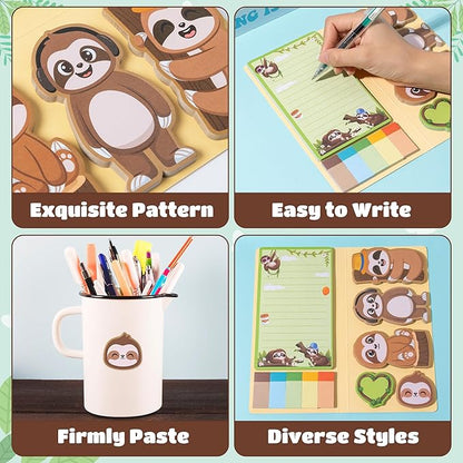 B1ykin Cute Sticky Notes Set - It Does Matter How Slow You GO, As Long As You Don’t Stop Self-Stick Notes Pad, 550 Sheets Writing Memo Pages Sticky Notepad for Teacher Appreciation Gifts (Sloth)