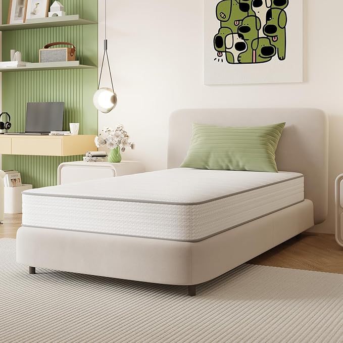 Novilla Queen Mattress, 8 Inch Queen Size Mattresses in a Box with Smarts™ Coil for Pressure Relief, Medium Firm Foam and Spring Hybrid Colchones with CertiPUR-US Certified for Kids