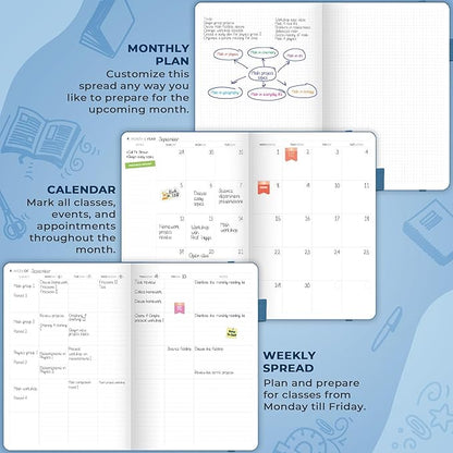 Clever Fox Teacher Planner – School Year Planner with Calendars & Lesson Plans – Book for Classroom & Homeschool Organization, A4 (Mystic Blue)