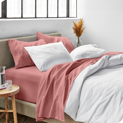 Bare Home Split King Sheet Set - 1800 Ultra-Soft Microfiber Bed Sheets - Double Brushed - Deep Pockets - Easy Fit - 5 Piece Set - Bed Sheets & Pillowcases (Split King, Dusty Rose)