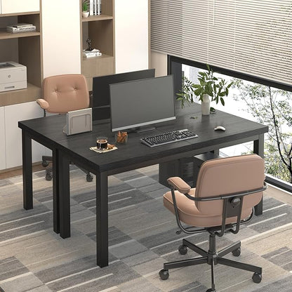 47.2 Inch Small Computer Desk, Home Office Desk, Modern Table for 2 Person Kids Student Gaming Computer Desk, Simple Office Table for Work,Craft,Writing,Studying, Etc., Black.