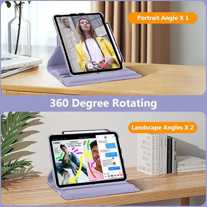 Fintie Rotating Case for iPad (A16) 11th Generation 11 Inch (2025), iPad 10th Generation 10.9 Inch (2022) - [Built-in Pencil Holder] 360 Degree Rotating Protective Stand Cover, Lilac Marble