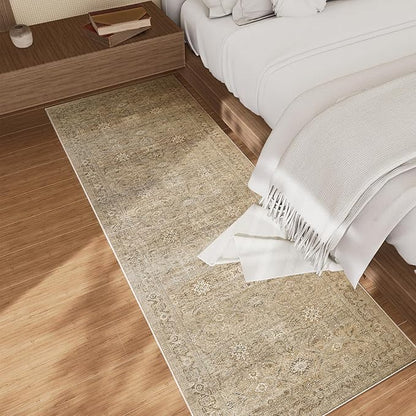 Washable Kitchen Rug Runners for hallways: 2'x 6' Non Slip Runner Rugs with Rubber Backed Stain Resistant Boho Floor Rug Soft Carpet Runner for Indoor Entryway Bedroom Bedside Laundry Room