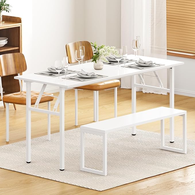 Folding Desk, 62 inch No Assembly Folding Desks for Small Spaces, Sturdy Foldable Computer Desk, Functional Home Office Desks, Study Writing Desk Office Table Workstation for Home Office Outdoor