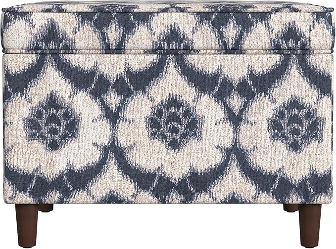 Home Decor | Dinah Collection Modern Storage Ottoman | Ottoman with Storage for Living Room & Bedroom(Blue Medallion Print)