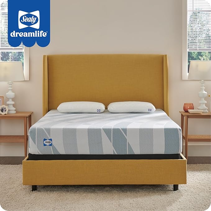 Sealy Dreamlife 10” Hybrid Mattress-in-a-Box, Twin, SealyComfort Gel Memory Foam, SealyResponsive Encased Coils, Surface-Guard Technology
