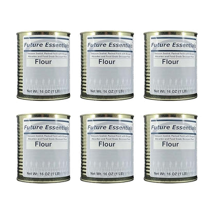 Future Essentials All Purpose White Flour | 100% Natural Whole Grain | Non GMO | Long Term Storage Shelf Stable | Emergency Survival Food Supply, Camping & Backpacking (#2.5 size) 6 Cans