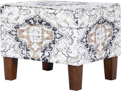 Home Decor | Dinah Collection Modern Storage Ottoman | Ottoman with Storage for Living Room & Bedroom(Antiqued Ebony Cream)