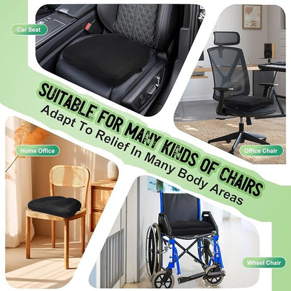 Air Fiber Office Chair Cushion - Ergonomic Seat Cushion for Orthopedic Coccyx, Relief Hip & Back Support - Doctor Recommended Cushion for Long Sitting Worker Driver & Handicapped (Dark Gray)