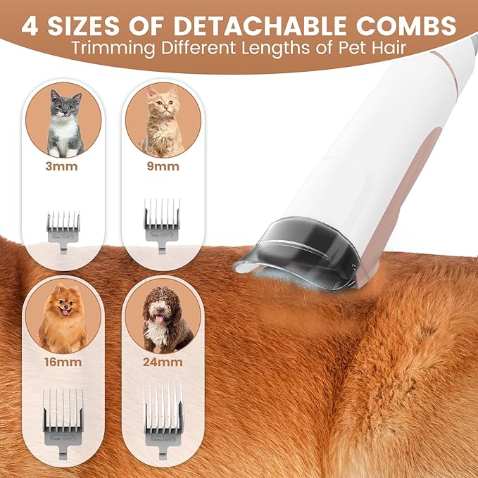 Dog Grooming Vacuum, Pet Grooming Kit, Dog Clipper Nail Trimmer Grinder, 2.5L Dust Cup 7 Grooming Tools 11000Pa Dog Vacuum for Shedding Grooming, Pet Grooming Vacuum for Dogs, Home Cleaning, PG50 Plus