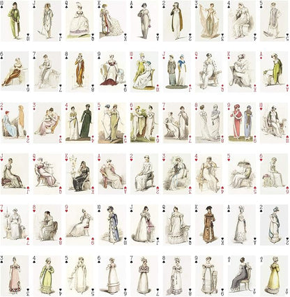 Victorian Fashion Playing Cards (Poker Deck 54 Cards All Different) Vintage Fashion Lady XIX Century Posters