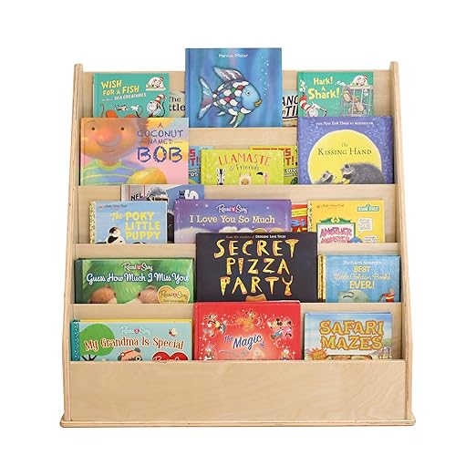 Factory Direct Partners 13132-NT Birch Book Display Stand, 5-Shelf Storage for Kid"s Books and Magazines for Bedroom, Playroom, Daycare, Preschool or Classroom - Natural