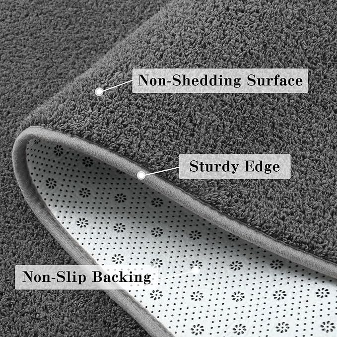 DweIke 5x7 Dark Grey Area Rugs for Bedroom, Super Soft Living Room Rug, Thickened Memory-Foam Throw Carpet, Non-Slip and Washable Carpets for Kids Boys Girls Room Dorm Nursery Home Decor