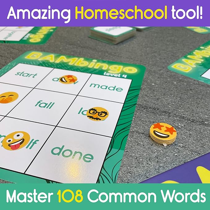 THE BAMBINO TREE Sight Word Bingo Game Level 3 & 4 - Learn to Read Vocabulary for 1st 2nd 3rd Grade Kids - Dolch's Fry's Site Words Reading Game