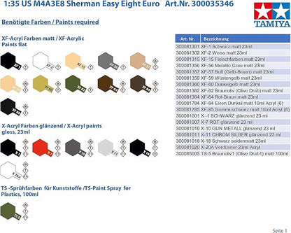 Tamiya 35346 1/35 US Medium Tank M4A3E8 Sherman Plastic Model Kit