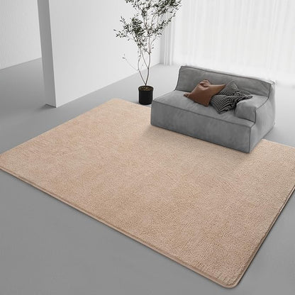 DweIke 5x7 Beige Area Rugs for Bedroom, Super Soft Living Room Rug, Thickened Memory-Foam Throw Carpet, Non-Slip and Washable Carpets for Kids Boys Girls Room Dorm Nursery Home Decor