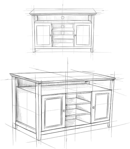 SIMPLIHOME Amherst 54-inch Wide Solid Wood TV Stand in Fog Grey, Transitional-Style Media Console for Living Room with Adjustable Shelves and Cable Management