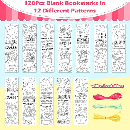 Ice Cream Color Your Own Bookmarks for Kids -120Pcs Summer Ice Cream Theme DIY Coloring Bulk Blank Bookmark Classroom Art Craft Supplies for Students Sunday School Holiday Party Reward Goodie Fillers