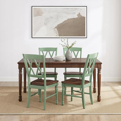 Crosley Furniture Shelby 5-Piece Traditional Dining Table Set for 4, Dinner Tables with Kitchen Chairs, Distressed Teal/Dark Cherry