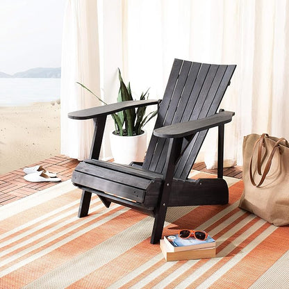 SAFAVIEH PAT6760A Outdoor Collection Merlin Natural Retractable Foot Rest Adirondack Chair