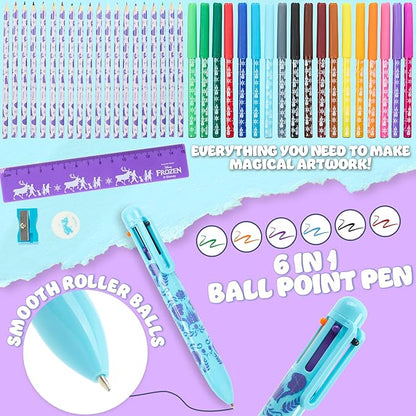 Disney Stitch Pencil Case for Girls Kids Tweens Colored Pencils Markers Pen Eraser Ruler Frozen School Supplies Stationary Gifts for Girls (Purple Frozen 1 Compartment)