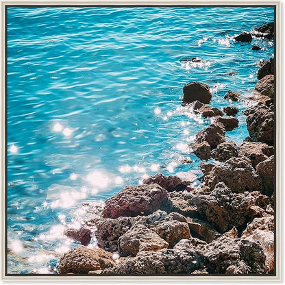 Italian Summer Landscape Photography Canvas Wall Art by Notoriart, Silver Floater Frame, 16"x16"