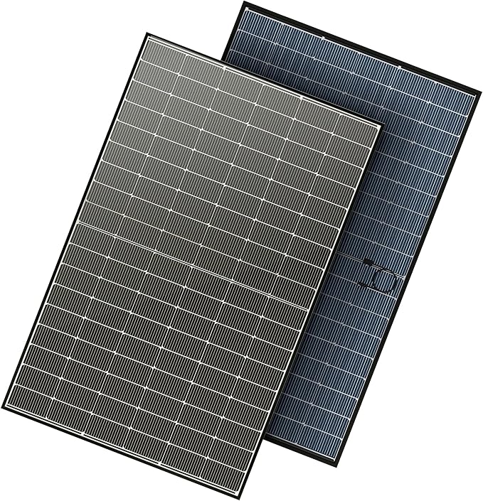 JJN Bifacial 400 Watt Solar Panel, N-Type 16BB 400W Solar Panels, 25% High Efficiency Monocrystalline Solar Module for 12V/24V/48V PV System for Homes Rooftop Farm RV and Off-Grid Applications