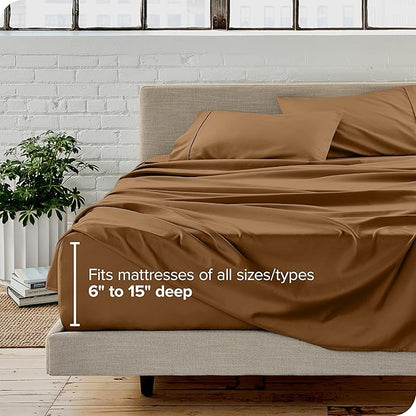 Bare Home King Sheet Set - Luxury 1800 Ultra-Soft Microfiber King Bed Sheets - Double Brushed - Deep Pockets - Easy Fit - 4 Piece Set - Bedding Sheets & Pillowcases (King, Caramel)