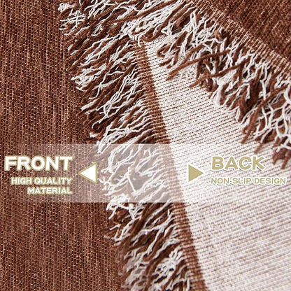MYSKY HOME Chocolate Couch Cover Non Slip Dog Sectional Sofa Cover for 3 Cushion Couch Sofa Slipcover with Tassels Futon Cover Non Slip Washable Furniture Protector Cover for Pet, Cat, 91"x118"