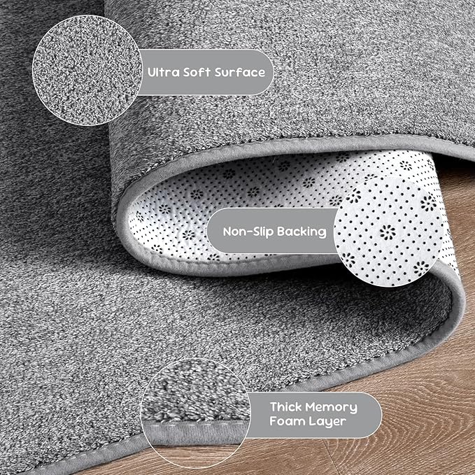 DweIke Rugs for Bedroom Living Room, 5x7 ft Grey Area Rug, Washable Memory Foam Indoor Carpet, Modern Non-Slip Ultra Soft Carpets for Kids Boys Girls Adults Nursery Dorm Home Decor