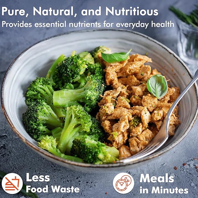 NuManna Freeze-Dried Diced Chicken Breast Bucket 36 Servings | Over 25g Protein per Serving for Daily Meal Prep, Emergency & Survival Food | Non-GMO, Resealable | 25+ Year Shelf Life | Made in USA