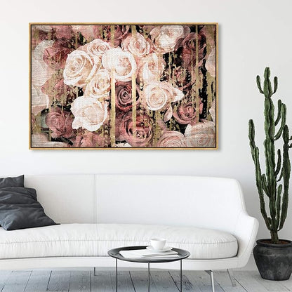 The Oliver Gal Artist Co. Floral and Botanical Wall Art Canvas Prints 'Shabby Chic Romance' Florals, 54x36, Pink, Brown