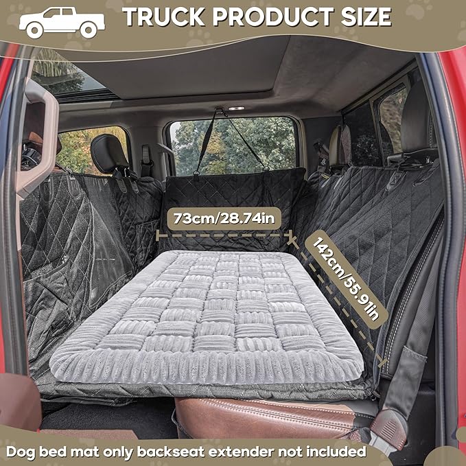 Dog Car Bed Mat, Non-Slip Backseat Extender Pet Blanket, Plaid Dog Bed for Trucks, Sedans & Large SUVs, Chew-Resistant Travel Pad for Dogs, Easy Clean & Scratch-Proof & Comfort竊?6"x28.7" Light Gray