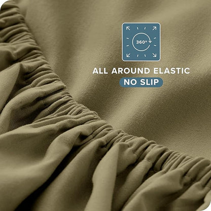 Bare Home Ultra-Soft Split Cal King Sheet Set - Luxury 1800 - Hydro-Brushed - Deep Pockets - Easy Fit - 4 Piece Set - Bedding Sheets & Pillowcases (Split California King, Olive)