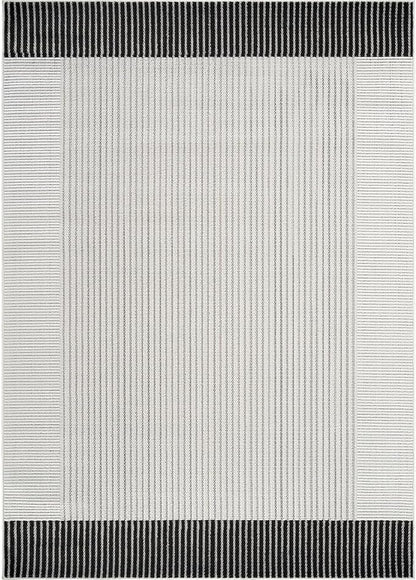 Modern Micro Loop Indoor Area Rugs for Living Room Bedroom Kitchen Geometric Striped Black-White 5x7 Luxury Durable Low and High Pile Non-Shedding Stain Resistant Soft Area Carpet 5 x 7