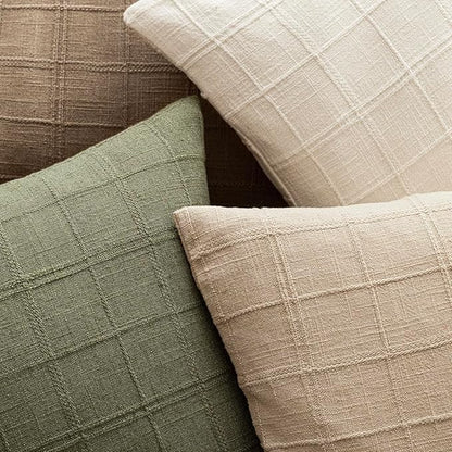 Foindtower Set of 2 Decorative Linen Check Throw Pillow Covers Neutral Farmhouse Vintage Cushion Covers Modern Boho Home Decor for Sofa Chair Couch Bedroom Living Room Outdoor,26×26 Inch,Sage Green