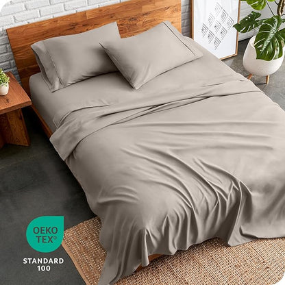 Bare Home King Sheet Set - Luxury 1800 Ultra-Soft Microfiber Queen Bed Sheets - Double Brushed - Deep Pockets - Easy Fit - 4 Piece Set - Bedding Sheets & Pillowcases (King, Khaki)