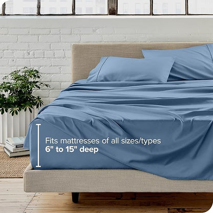 Bare Home King Sheet Set - Luxury 1800 Ultra-Soft Microfiber King Bed Sheets - Double Brushed - Deep Pockets - Easy Fit - 4 Piece Set - Bedding Sheets & Pillowcases (King, Coronet Blue)
