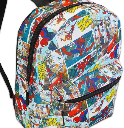 Marvel Spiderman Backpack with Lunch Box Set - Bundle with 16” Spider-Man Backpack & Lunch Bag, Stickers, More | Spiderman School Bag for Kids, Boys