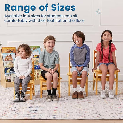 ECR4Kids Three Rung Ladderback Chair, 12in Seat Height, Classroom Seating, Honey, 2-Pack