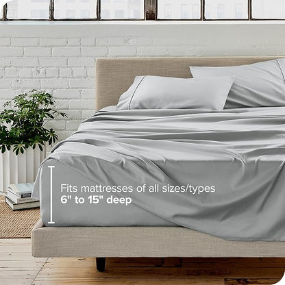 Bare Home Queen Sheet Set - 1800 Ultra-Soft Microfiber Queen Bed Sheets - Double Brushed - Deep Pockets - Easy Fit - 4 Piece Set - Bed Sheets (Queen, French Grey)