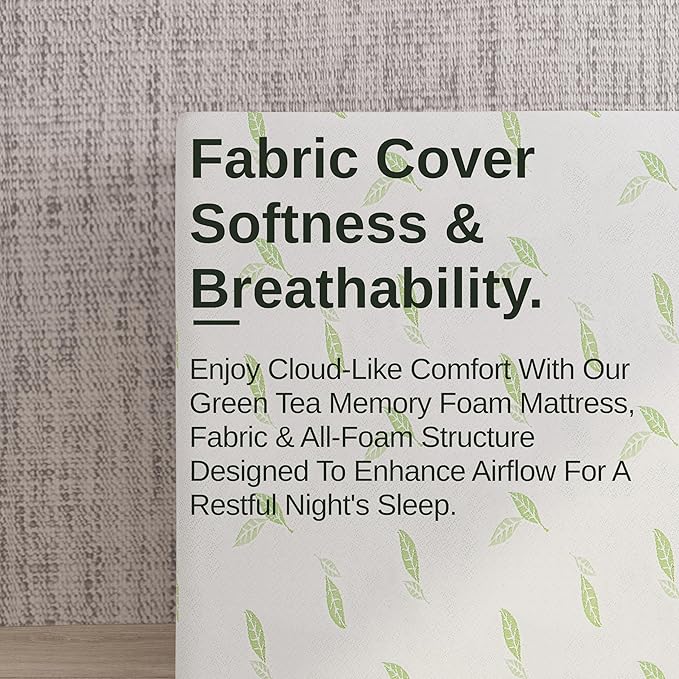 NapQueen Twin XL Size, 8 Inch Anula Green Tea Infused Memory Foam Mattress, Bed in a Box, CertiPUR-US Certified Mattress